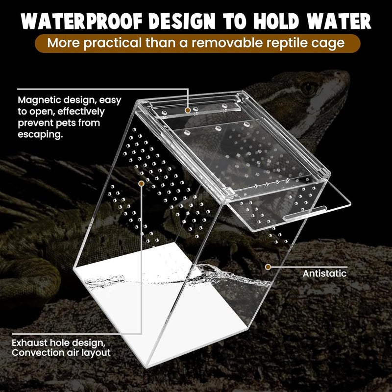 smartang Jumping Spider Enclosure with Magnetic Button,6 * 6 * 8" Thickened Tarantula Reptile Enclosure，One-Piece Acrylic Reptile Terrariums for Spider,Praying Mantis,Tarantula,Snail,Isopod Enclosure - Image 3